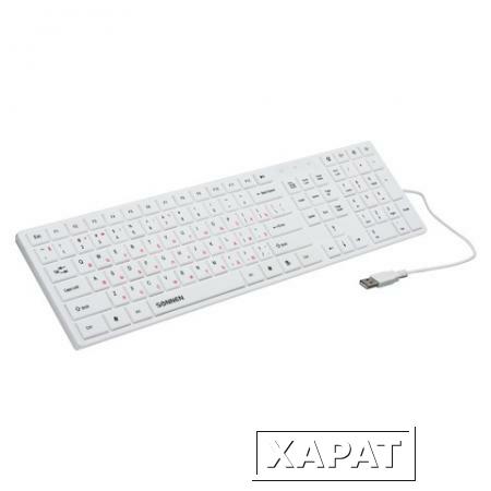 Фото Клавиатура проводная SONNEN KB-M560, USB, мультимедийная, 5 дополнительных кнопок, белая