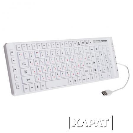Фото Клавиатура проводная SONNEN KB-M550, USB, мультимедийная, 10 дополнительных кнопок, белая