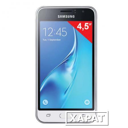 Фото Смартфон SAMSUNG Galaxy J1, 2 SIM, 4,5", 4G (LTE), 2/5 Мп, 8 Гб, microSD, белый, пластик
