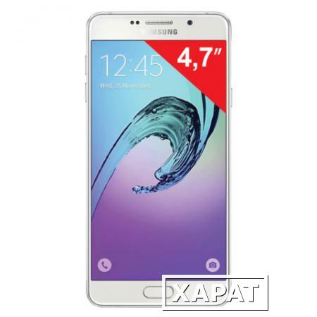 Фото Смартфон SAMSUNG Galaxy A3, 2 SIM, 4,7", 4G (LTE), 5/8 Мп, 16 Гб, microSD, белый, сталь и стекло