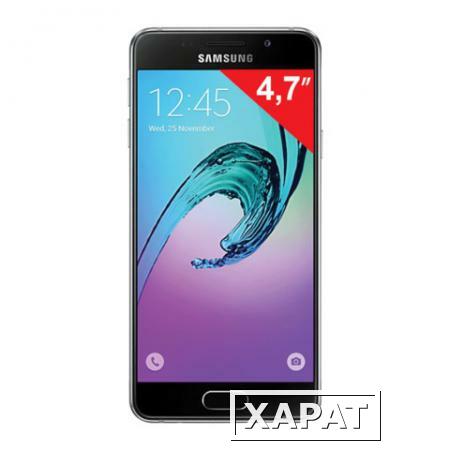 Фото Смартфон SAMSUNG Galaxy A3, 2 SIM, 4,7", 4G (LTE), 5/8 Мп, 16 Гб, microSD, черный, сталь и стекло