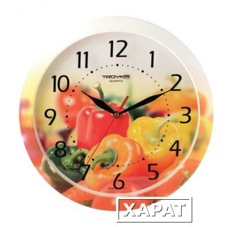 Фото Часы настенные TROYKA 11000022, круг, с рисунком "Болгарский перец", рамка в цвет корпуса, 29x29x3,5 см