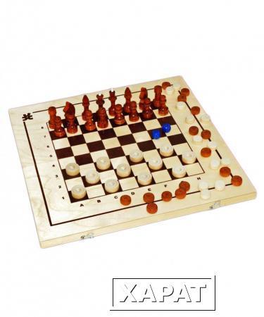 Фото Игра 3 в 1 большая (шашки, шахматы, нарды) 400х200х36 (10484)