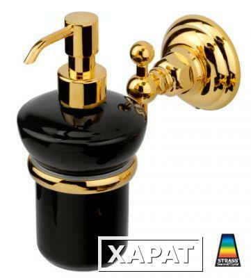 Фото Дозатор жидкого мыла настенный с держателем NICOLAZZI 1489GOB (цвет золото с черным) | интернет-магазин сантехники Santehmag.ru