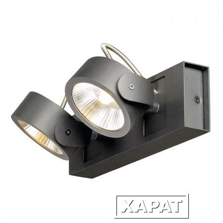 Фото KALU 2 LED светильник накладной с COB LED 2х 10Вт (21Вт), 3000K, 1320lm, 24°, черный | 147610 SLV