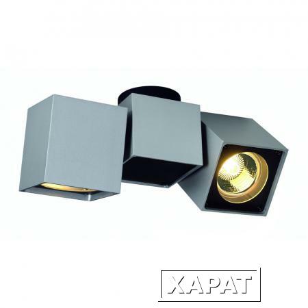 Фото ALTRA DICE SPOT 2 светильник накладной для 2-x ламп GU10 по 50Вт макс., серебристый / черный | 151534 SLV