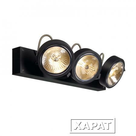 Фото KALU 3 QRB111 светильник накладной с ЭПН для 3-x ламп QRB111 по 50Вт макс., черный | 147270 SLV