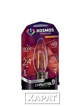 Фото Лампа светодиодная KOSMOS premium LED 2.4Вт Свеча "Золотая Нить" E27 230В 3000K; KLED2.4wCNE2727GF