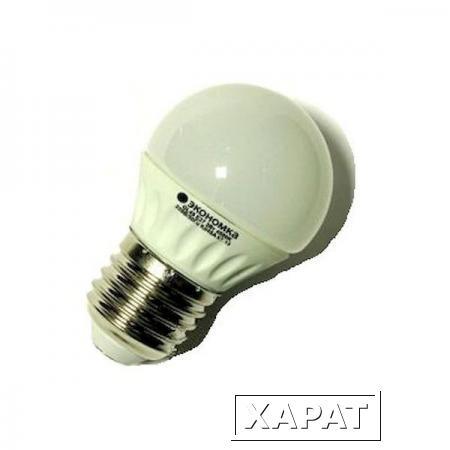 Фото Лампа светодиодная LED 3Вт Шарик 45мм E27 3000К Экономка; Eco_LED3wGL45E2730