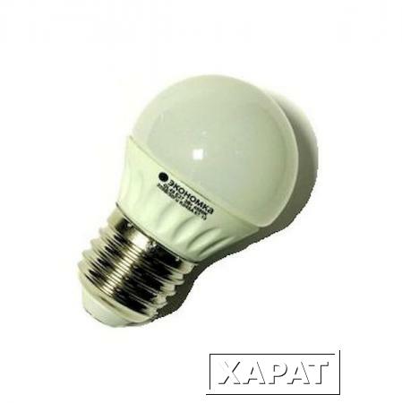 Фото Лампа светодиодная LED 3Вт Шарик 45мм E27 4500К Экономка; Eco_LED3wGL45E2745