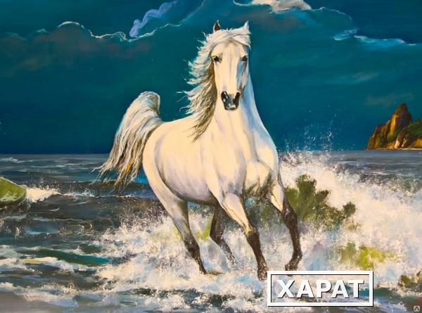 Фото Картина "Белая лошадь", жикле, 30х45
