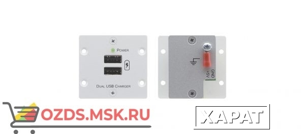 Фото W-2UC/EU(B) Модуль-вставка, блок питания для двух мобильных устройств с разъемом USB с общей нагрузкой до 4А; цвет черный