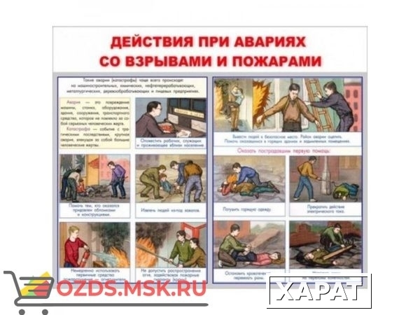 Фото Действия при авариях со взрывами и пожарами: Плакат по безопасности