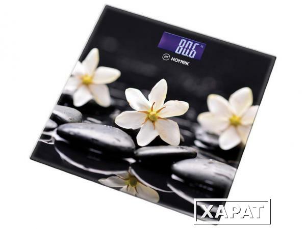 Фото Весы напольные "цветы на чёрном" hottek ht-962-012 30*30 см макс.вес 180кг HOTTEK (962-012)