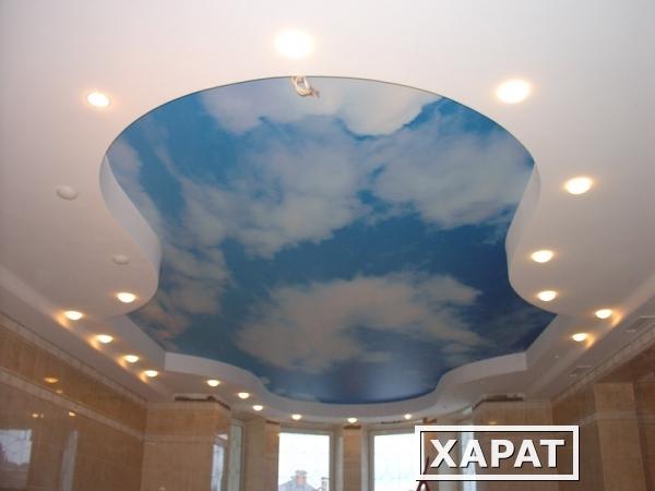 Фото Натяжной потолок. Пленка ПВХ. Рисунок облака. Ширина 3,2м. (м.кв)