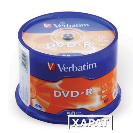 Фото Диски DVD-R(минус) VERBATIM 4,7 Gb 16x