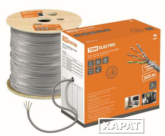 Фото Кабель для интернета F/UTP Cat5e 4х2х24AWG solid ПВХ серый (бухта 305м) TDM