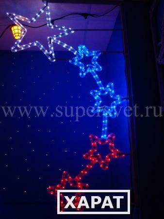 Фото Светодиодный мотив 2D для фонарных столбов "Пять звезд" LED-ARCH-5PCS-240V-WBR (цвет бело-сине-красный)