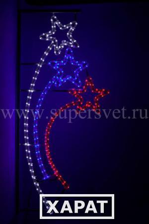 Фото Светодиодный мотив 2D для фонарных столбов "Три звезды" LED-3STAR-240V-WBR (цвет бело-сине-красный)