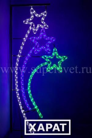 Фото Светодиодный мотив 2D для фонарных столбов "Три звезды" LED-3STAR-240V-WВG (цвет бело-сине-зеленый)