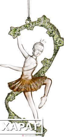 Фото Декоративное изделие балерина в золотом с глиттером с лентой 7х2 см