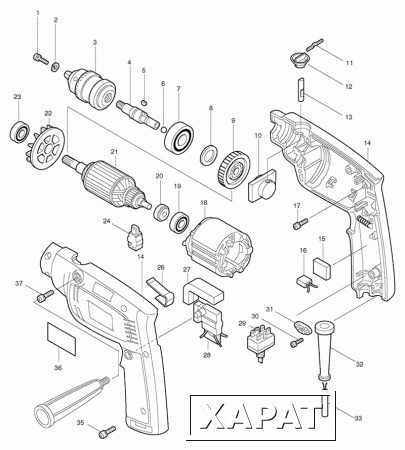 Фото Makita Плоская пружина дрель Makita HP2033 рис.(33)