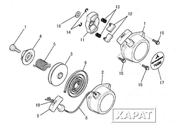 Фото MITSUBISHI Пружина возвратная двигателя MITSUBISHI TU26PFD (рис.13)