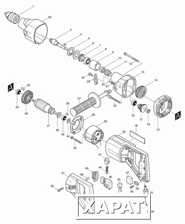 Фото Makita Компрессионная пружина 3 ударная дрель алмазного бурения Makita 8406 рис.(21)