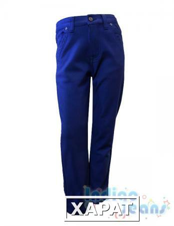 Фото Синие утепленные немнущиеся брюки-стрейч для мальчиков