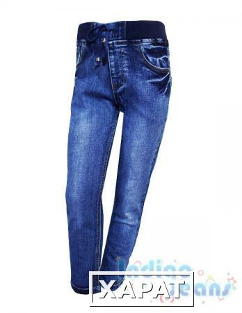 Фото Модные потертые джинсы-стрейч на резинке