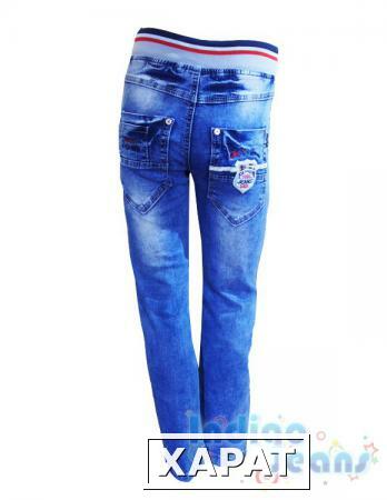 Фото Голубые джинсы модной варки