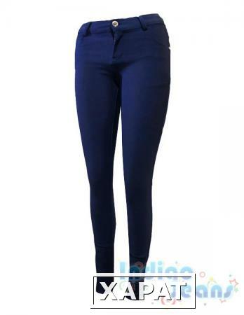 Фото Синие утепленные брюки-стрейч для девочек