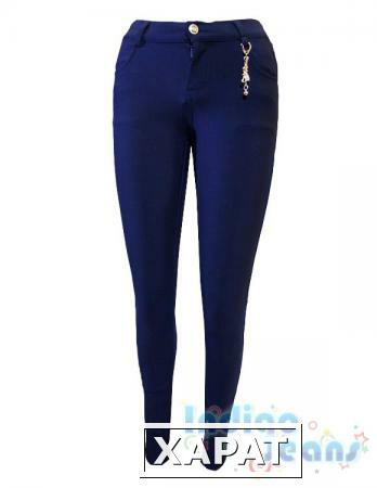 Фото Синие утепленные брюки-стрейч для девочек