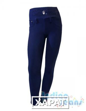 Фото Утепленные синие брюки-стрейч для девочек