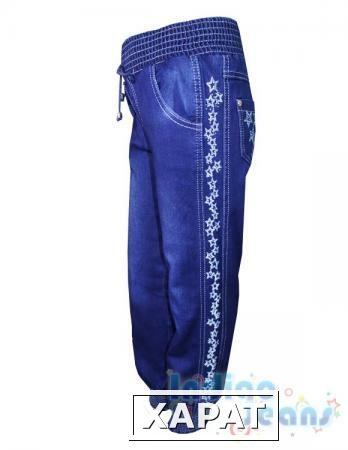 Фото Модные утепленные джинсы со звздами для девочек