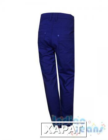 Фото Синие утепленные немнущиеся брюки-стрейч для мальчиков