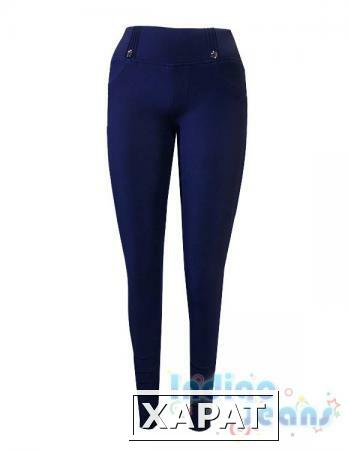 Фото Синие утепленные брюки-стрейч для девушек