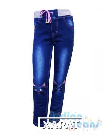 Фото Оригинальные утепленные джинсы-стрейч для девочек
