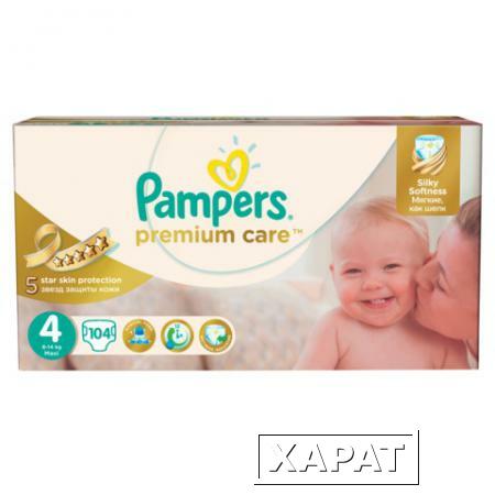 Фото Подгузники PAMPERS (Памперс) "Premium Care", размер 4 (7-14 кг), 104 шт.