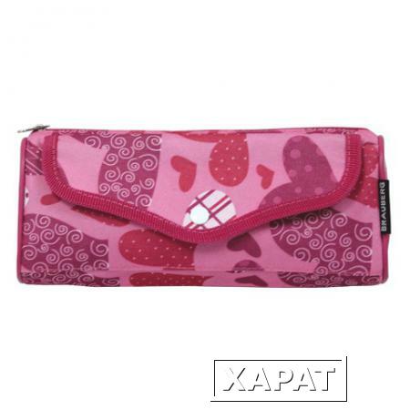 Фото Пенал-косметичка BRAUBERG (БРАУБЕРГ), полиэстер, розовый, "Каприз", 21х5х8 см
