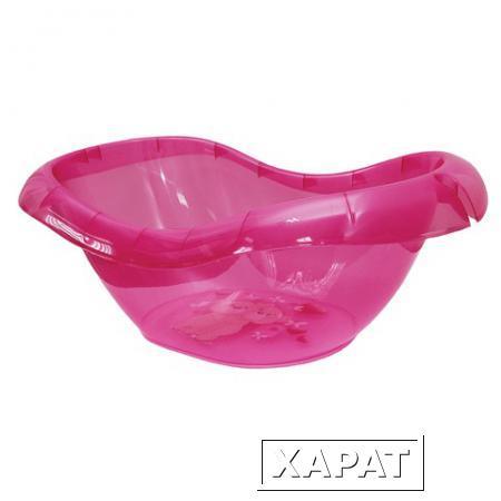Фото Ванночка детская IDEA "Лотос", фиксатор для душевой лейки, пластиковая, 28х46х80 см, розовая
