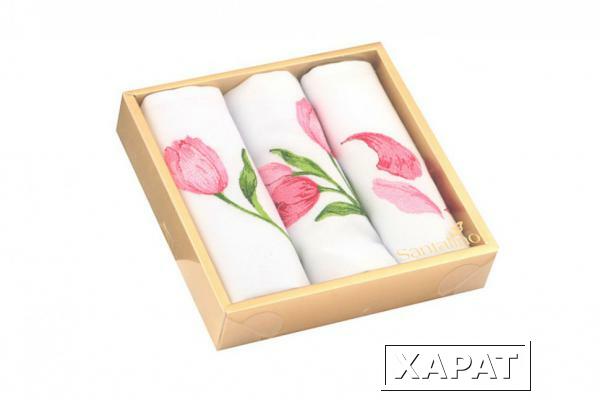 Фото Комплект салфеток из 3 штук 42*42 см"тюльпаны" ,белый п/э-100% (850-512-01)