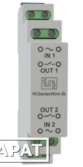 Фото VCSensorEnc-2L - двухканальный изолированный датчик контроля наличия напряжения для установки на din рейку