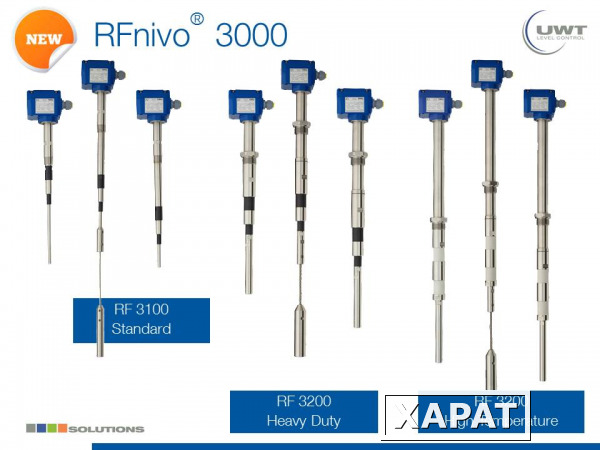 Фото UWT GmbH емкостной датчик уровня RFnivo для сигнализации предельного уровня заполнения сыпучими и жидкими материалами