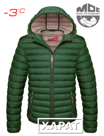 Фото Куртка мужская MOC 430 зеленый-бежевый. Био-Пуховик еврозима