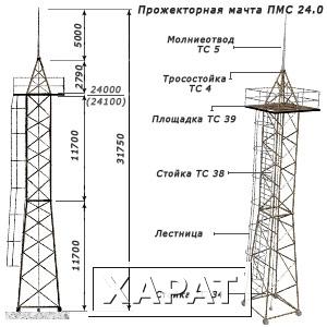 Фото Прожекторная мачта ПМС-24,0