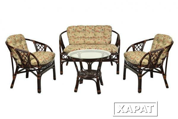 Фото Комплект мебели Аркадиа 2 кресла+диван-стол (Темно-коричневый)