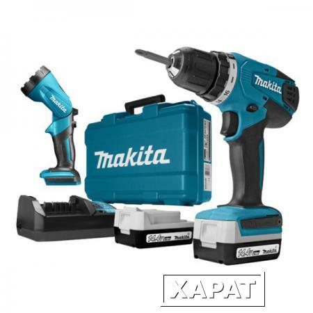 Фото Аккум. дрель-шуруповерт MAKITA DF 347 DWLE в чем. + фонарь (14.4 В