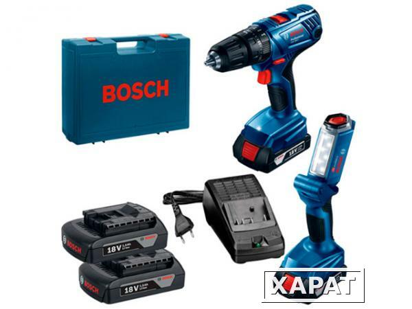 Фото Аккум. дрель-шуруповерт BOSCH GSR 180-LI в чем. + фонарь GLI 18V-300 (18.0 В