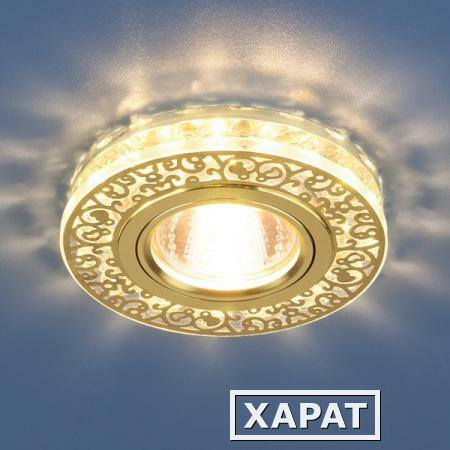 Фото Точечный светодиодный светильник с хрусталем 6034 MR16 GD/CL золото/прозрачный; a029894 ELEKTROSTANDARD